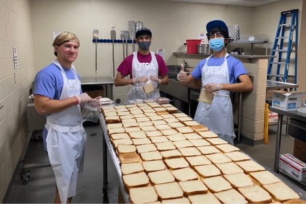 Students making sandwiches